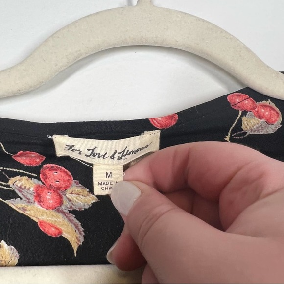 FOR LOVE & LEMONS Cherry Sundress Cherry Noir Tie Front Cutout Mini Medium - Picture 5 of 10